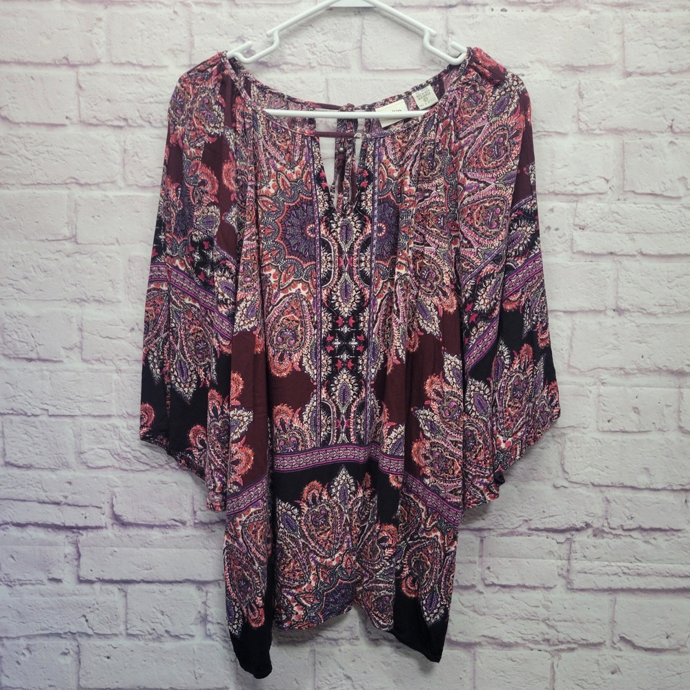 Daytrip Paisley Peasant Tunic in Plum, Pink & Black